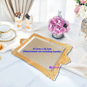 Dulang Hantaran Keemasan Dulang Hidangan Dulang Majlis Perkahwinan Rectangle Wedding Serving Tray Gold Deco Tray Table Decor Tray Kitchen Counter Decor Tray