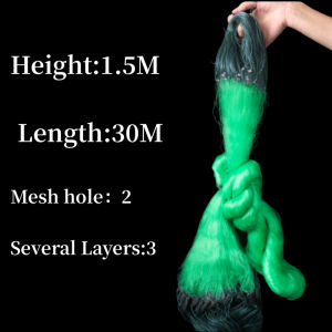 100M Green Net Fishing Three Layers Fishing Net Hole Floating Net Fishing Trap Net Fishing Tool