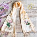 Khăn Lụa Tơ Tằm Thêu Sen Việt Nam SenSilk 200x55cm, Khăn Thêu Thủ Công, Vải Lụa Tơ Tằm, Lụa Tơ Tằm Thêu Tay, Vietnam Silk Embroidery. 