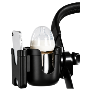 Universal Baby Stroller Cup Holder with Phone Holder 2-in-1 Adjustable Bottle Drink Cup Mount for Pram Pushchair Wheelchair Bicycle Trolley