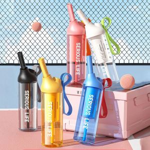 WUSHUWUJI Leakproof Sport Water Bottle Dustproof 666/888ml Drinking Cup with Straw Fitness Water Jugs Cute Outdoor Water Mug For Home/School