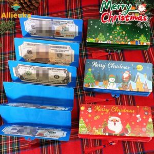Allieuka 5Pcs 10 Slot Christmas Red Envelope - Banknote Card Bag - Lucky Money Red Packet - Merry Christmas Theme Folded Red Pouch - Xmas