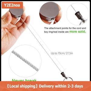 【Local shipping】 Retractable Metal Wire Keychain Pull Badge Reel ID Lanyard Name Tag Card Badge Easy-to-pull Buckle Rope Elastic Key Ring