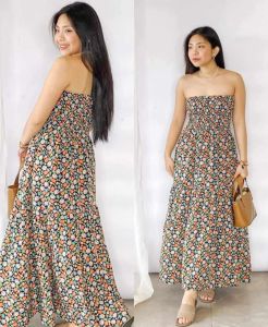 reina Plain  and Printed Boho  Maxi Long Tube Dress for Women for Women  - fits XS to large - good quality - super kapal ng tela - trending  - 100 percent cotton - mall quality - Top pick  - madaling maubos - trending  - made of imported fabric - affordab