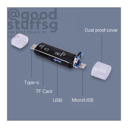 [SG FREE ] Compact Portable Compatible Type-C/USB 2.0/Micro USB/TF ...