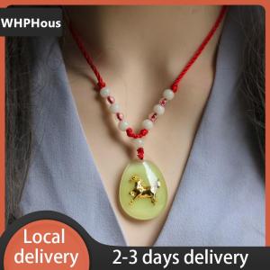 [COD] WHPHous Ship within 24 hours Chinese Zodiac Red Rop Pendant Necklace Luminous Beads For Women Men Constellation Animal  Choker Lucky Birthday Jewelry