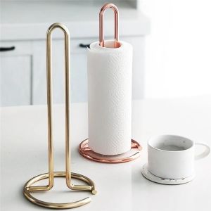 Vertical Metal Paper Towel Holder Countertop Kitchen Tissue Roll Storage Rack Napkins Paper Rack