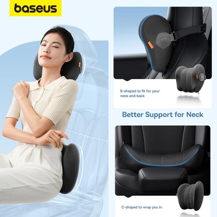 Baseus ComfortRide Series Car Cooling Headrest Pillow Lumbar Pillow Lazada PH