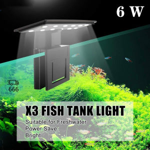 LED มินิโคมไฟ สำหรับตู้ปลาขนาดเล็ก กำลังไฟ 6 วัตต์โคมไฟในตู้ปลา (สีดำ)