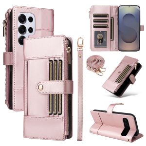 For Samsung Galaxy S26 S25 S24 S23 S22 S21 Ultra / S26 S25 S24 S23 S22 S21 Plus / S21 S23 S24 FE Phone Case Magnetic Leather Wallet Multi-Card Slot Flip Cover Casing