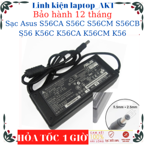 Sạc laptop Asus S56CA S56C S56CM S56CB S56 K56C K56CA K56CM K56- Sạc Asus 19v-2.37A/3.42A-45W/65W vuông chữ nhật chân thường(5.5*2.5mm)