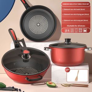 Non-stick Diamond Frying Pan Kitchen Iron Frying Pan for Gas Stove，induction Cooker