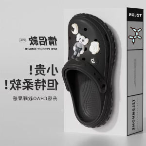 [Free Shipping]Cartoon Coal~Black Thick-Soled Height-Increasing Outdoor Non-Slip Trendy Summer New Clogs For Women On The Beach