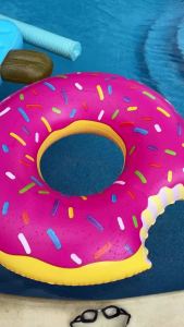 Cartoon Inflatable Baby Swimming Floater with Sunshade Pool Ring for Kids and