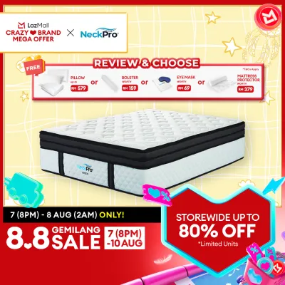 NeckPro Ariem Pocket Spring Mattress |16 Inches (40cm) | Natural Latex + HD PU Foam Plush Top Cushion | 10 Years Warranty | Olympus Series