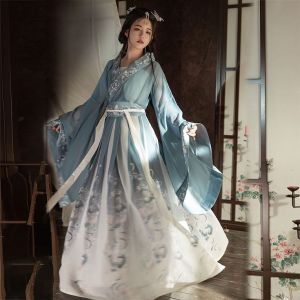 【IN Stock】 Hanfu Dress Women Chinese Ancient Traditional Hanfu Carnival Princess Cosplay Costume Stage Hanfu Blue&Red Dance Dress Plus size
