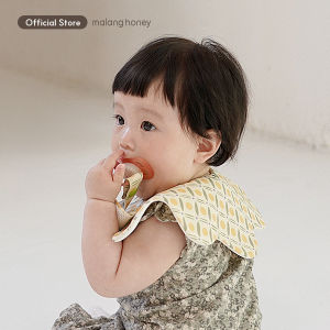 [Malang Honey] Korean 100% Pure Cotton Dry Air-Mesh Baby Rolling Bib for Baby Feeding/Drool Saliva (0-3years old) with Pacifier Clip - Cape Air