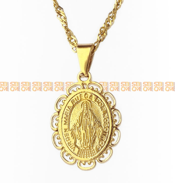 Gold Necklace Rosa Guadalupe Pendant | Gold Rose Mary Virgin Mary Necklace  - Necklace - Aliexpress