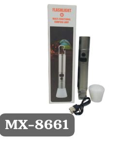 Senter Tangan LED Laser Zoom Flashlight Multifungsi Camping Lamp Super Terang Sorot Jauh MX-8661 Bisa Power Bank