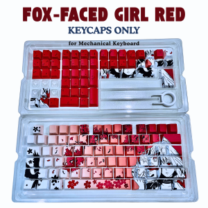 FANTASY Premium PBT Fox Mask Girl Red MX Keycap Set 129 Keys Cherry MX Compatible RGB Mechanical Keyboard Keycaps