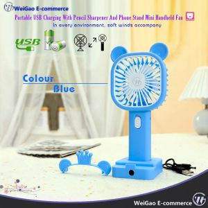 Portable USB Charging With pencil sharpener and phone stand Mini Handheld Fan
