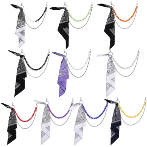 กางเกงสตรีทผ้าคล้องคอลายดอกมีโซ่เรืองแสงสีกางเกงยีนส์โซ่กางเกงมีโซ่พวงกุญแจกระเป๋าสตางค์