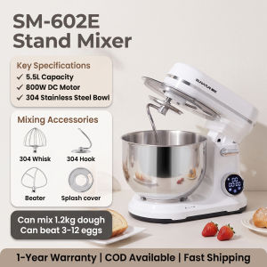 [DC Quiet Touch Screen] SUNATUR 5.5L Stand Mixer 800W 11-Speed Dough Mixer & Egg Beater 30-Min Timer 304 Stainless Steel Bowl Ready Stock Philippines 1 Year Warranty