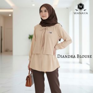 Set Atasan Wanita Terbaru Blouse Diandra dengan Kemeja Crinkle Ringan Rompi Knit Premium Korea Look