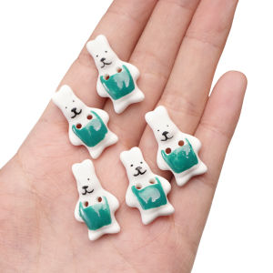 1ชิ้นกระดุมรูปสัตว์เซรามิกรูปกระต่ายสำหรับสร้อยข้อมือทำมือสร้อยข้อมือสร้อยคอต่างหูพวงกุญแจอุปกรณ์การทำเครื่องประดับหัตถกรรม DIY