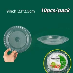 10pcs/pack plastic dining plate high temperature resistant thick disc vegetable dish household picnic tableware commercial frozen packaging