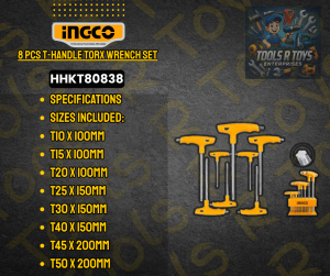 INGCO 8PCS T-HANDLE TORX WRENCH SET | HHKT80838 | TOOLSRTOYS | ING-HANDTOOLS