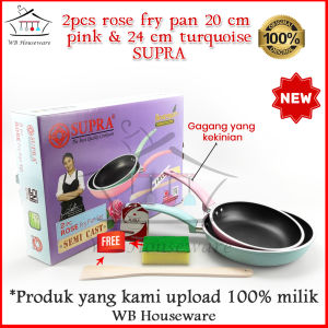 2pcs fry pan semi cast pastel 20cm dan 24cm pink dan turquoise supra / panci anti lengket