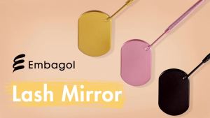 Lash Mirror Extra Large Makeup Mirror for Eyelash Extensions Detachable Stainless Steel Square Round Lash Extension Accessories(Black)