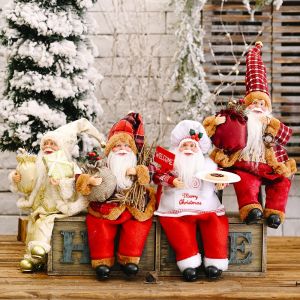 YESHE Gifts Party Supplies Festival Standing and Sitting Christmas Decoration Santa Claus Doll Desktop Ornament