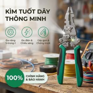 Kìm gấp có đèn chiếu sáng đa chức năng dùng để tuốt dây điện