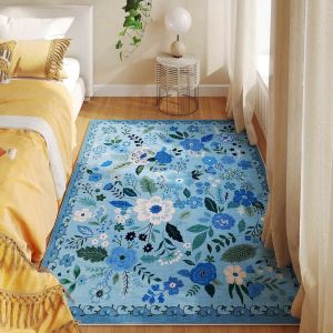 IFFINE Soft Flower Carpet Absorbent 40x60cm Floor Mat Durable Non-slip Bathroom Floor Mat for Living Room Tea Table Bedside