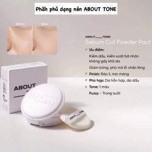 Phấn Phủ Nén Kiềm Dầu Nâng Tone Da Che Phủ Lỗ Chân Lông About Tone Powder Pact 9g