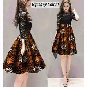 9 Shop Dress Brukat Batik Wanita MAGNIA Gaun Pesta Kondangan Brokat Cewek Midi Dres Gadis Remaja Dewasa Terbaru Kekinian Termurah Terlaris