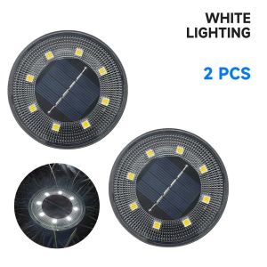 UMBRAULI 2Pcs Solar Power Solar Buried Lights Super Bright Warm /White Light Lawn Lamp Solar Power Disk Light Energy Saving Path Deck Lights For Yard Lawn Patio Deck