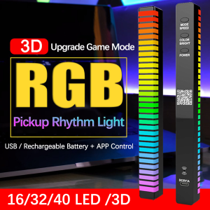 Lampu LED RGB Bar Strip Sound Rhythm Light USB 32LED - L022 LED Suara Diaktifkan RGB Cahaya Bar Rumah Desktop Dekorasi Berkedip Bar Musik Kontrol Suara Led Lampu Lampu Ramadhan Dekorasi Kamar