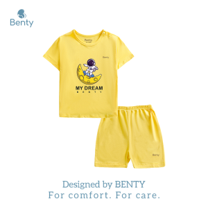 Bộ cộc tay cài vai BENTY BT004 in phi hành gia chất vải mềm mịn đồ bộ cao cấp bé trai bé gái