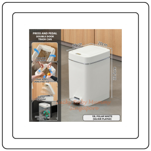 【JJ HOME】Minimalist Double Door Trash Bin/Foot Pedal & Press Lid/Silent Dustbin