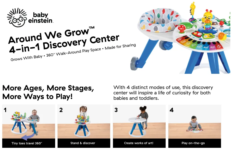 Baby Einstein Around We Grow 4-in-1 Walk Around Discovery Center