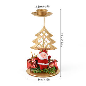 Christmas Santa Claus Snowflake Star Tree Elk Golden Candlestick Candle Holder for Xmas Table Decoration