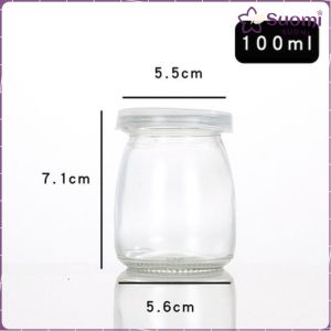 Suomi Pudding Bottle 100ml 150ml 200ml Glass Yogurt Cup Baking Mold With Lid