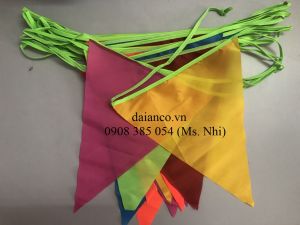 Cuộn cờ dây tam giác cảnh báo vải nhiều màu - 10m