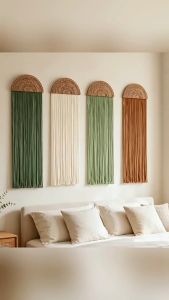 MLADEN Boho Tassel Wall Hanging Cotton Rope Handwoven Half Circle Rattan Hiasan Dinding Rumah