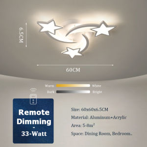 [Remote Control + Dimmable] TOMAX 100CM Modern LED Ceiling Light – Star Design for Living Room Bedroom & Home Decoration