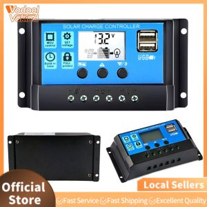 【Vakind】 12V/ 24V Solar Panel Regulator with Adjustable LCD Display Solar Panel Charge Controller Timer Setting for Home Industrial Commercial Outdoors Work