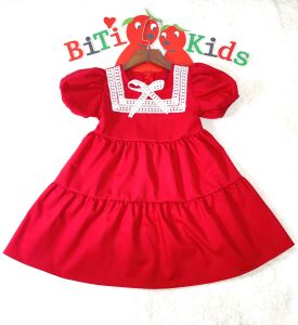 Váy trẻ em đầm bé gái  từ 0-8 tuổi (8-35kg) tuổi màu đỏ và hồng phối ren